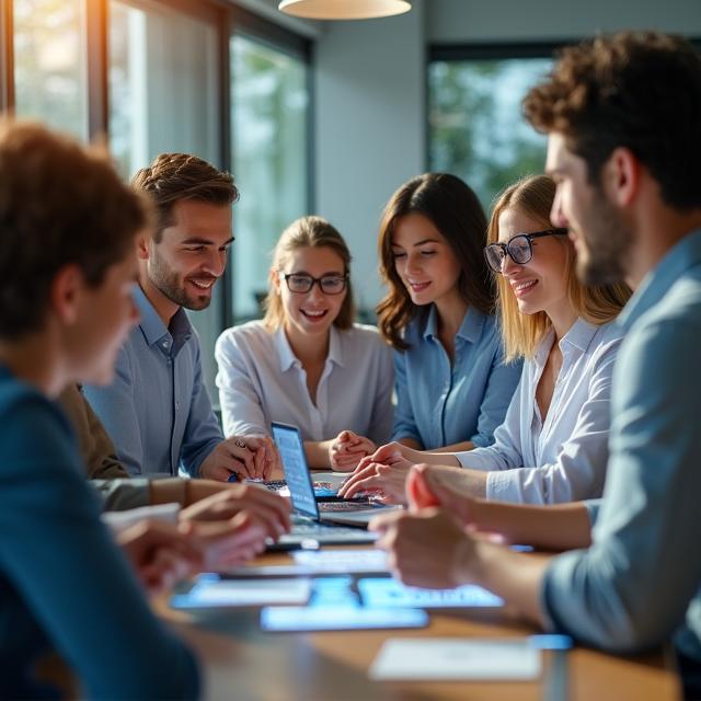 Diverse professionals connecting actively on a digital platform